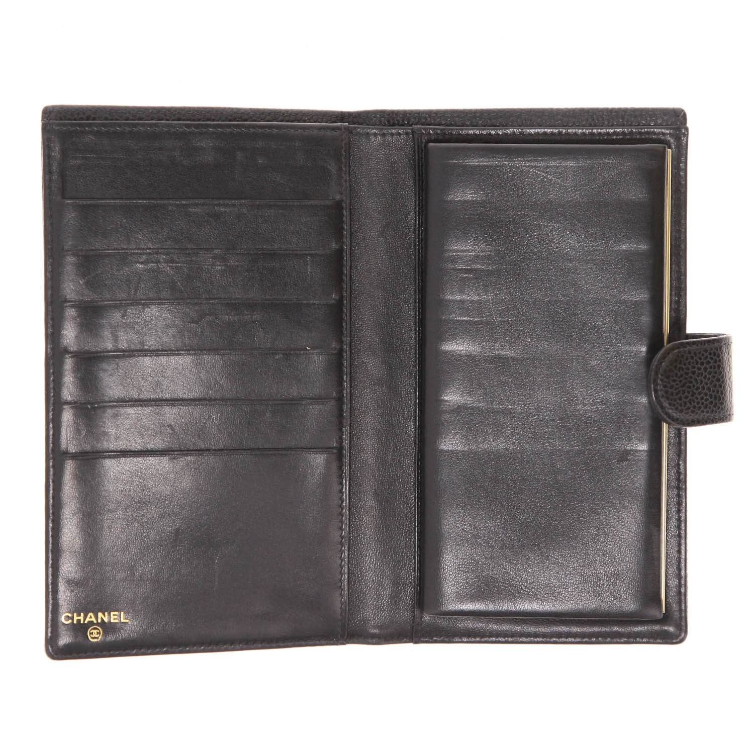 Chanel  Vintage wallet  in black grained leather - Detail D4
