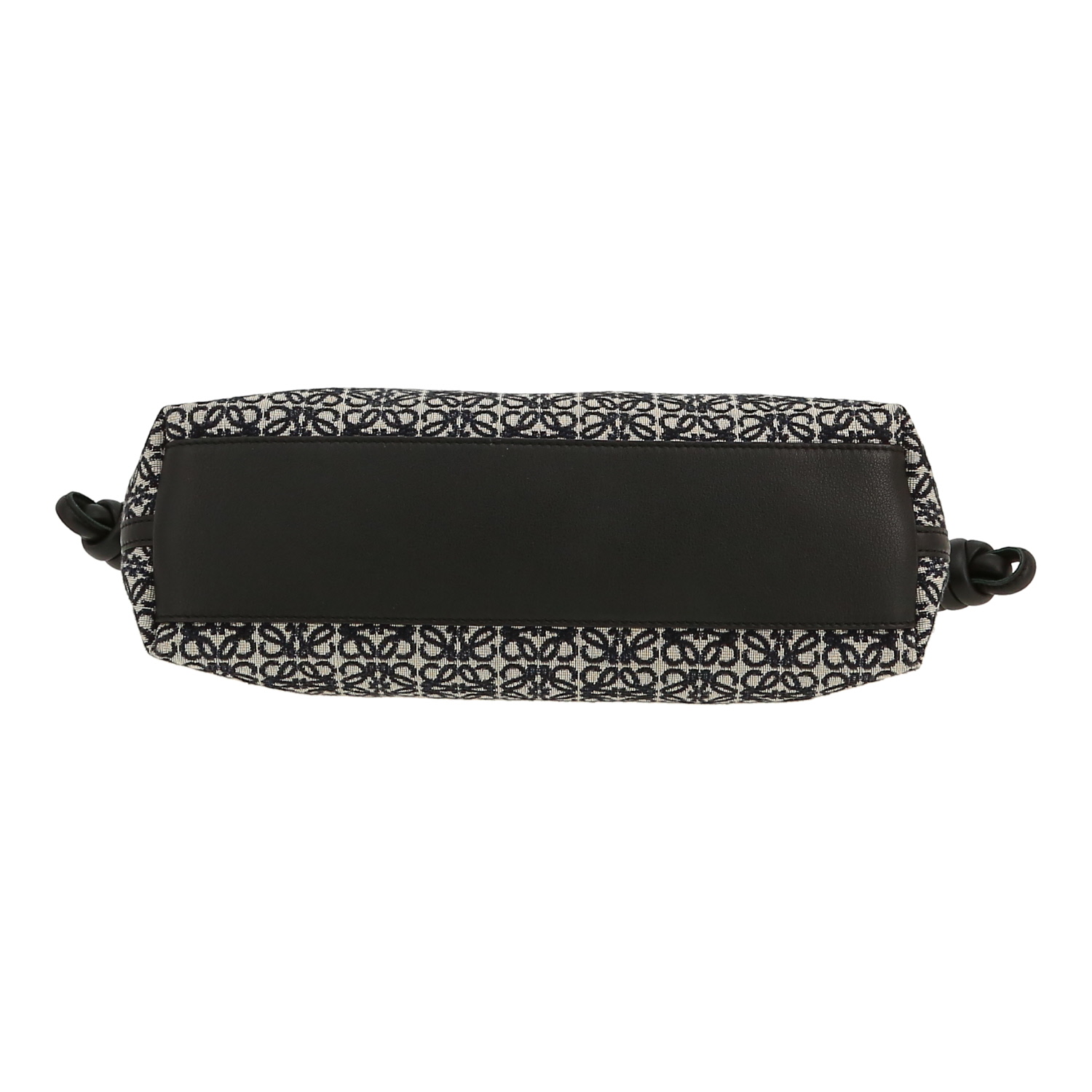 Pochette Loewe  Flamenco Knot  en toile siglée noire et cuir noir - Detail D1
