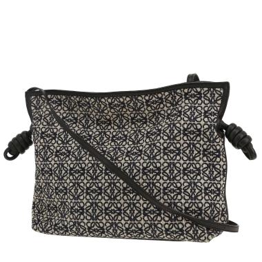 Bolsito de mano Loewe  Flamenco Knot  en lona monogram negra y cuero negro