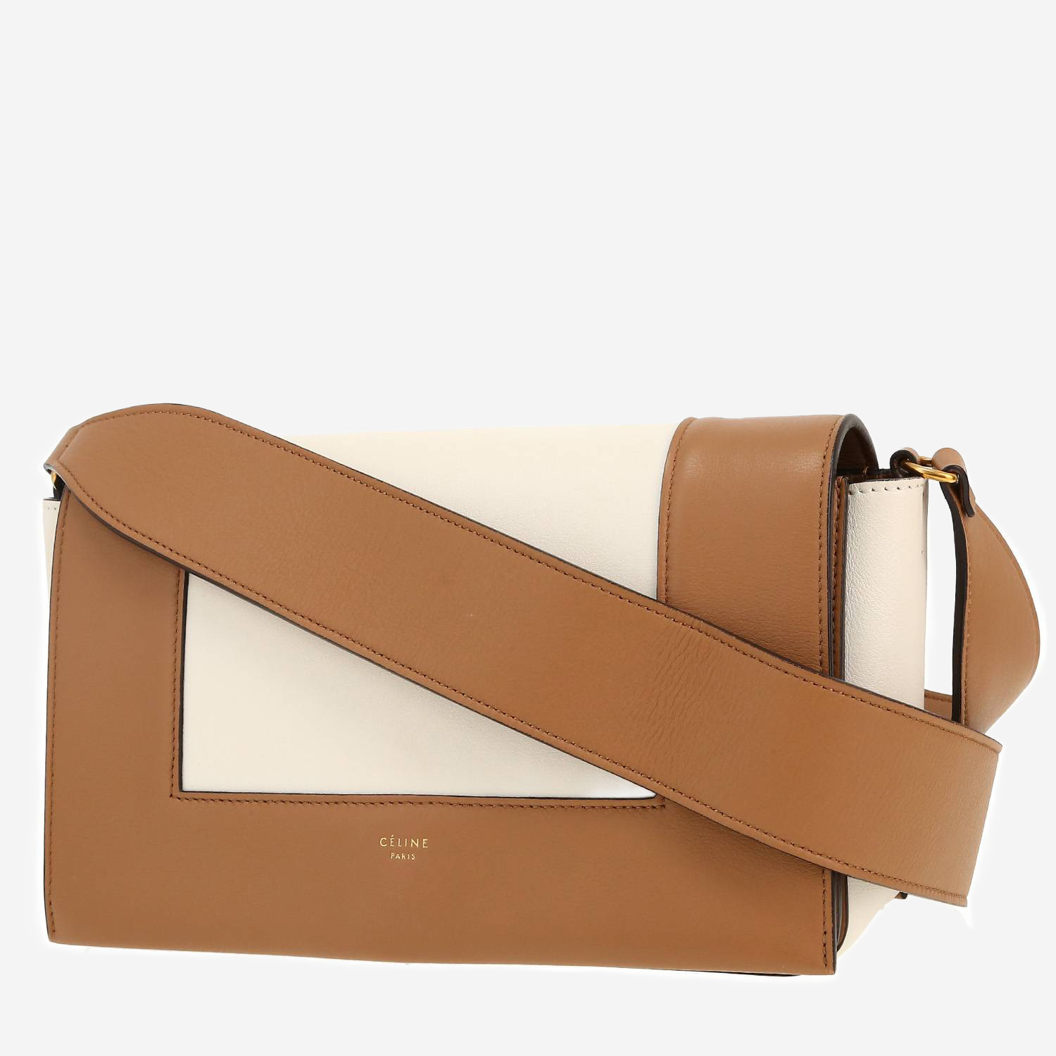 Celine Frame shoulder bag in beige and brown leather