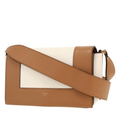 Celine  Frame shoulder bag  in beige and brown leather