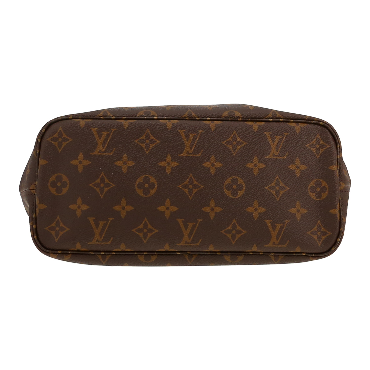 Sac cabas Louis Vuitton  Neverfull petit modèle  en toile monogram marron et cuir naturel - Detail D1
