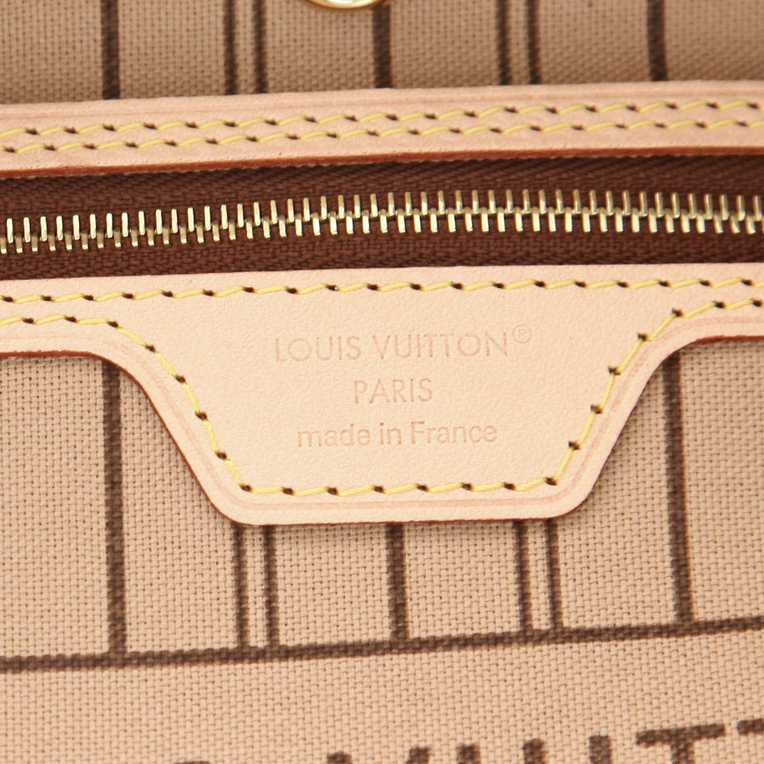 Bolso Cabás Louis Vuitton  Neverfull modelo pequeño  en lona Monogram marrón y cuero natural - Detail D2