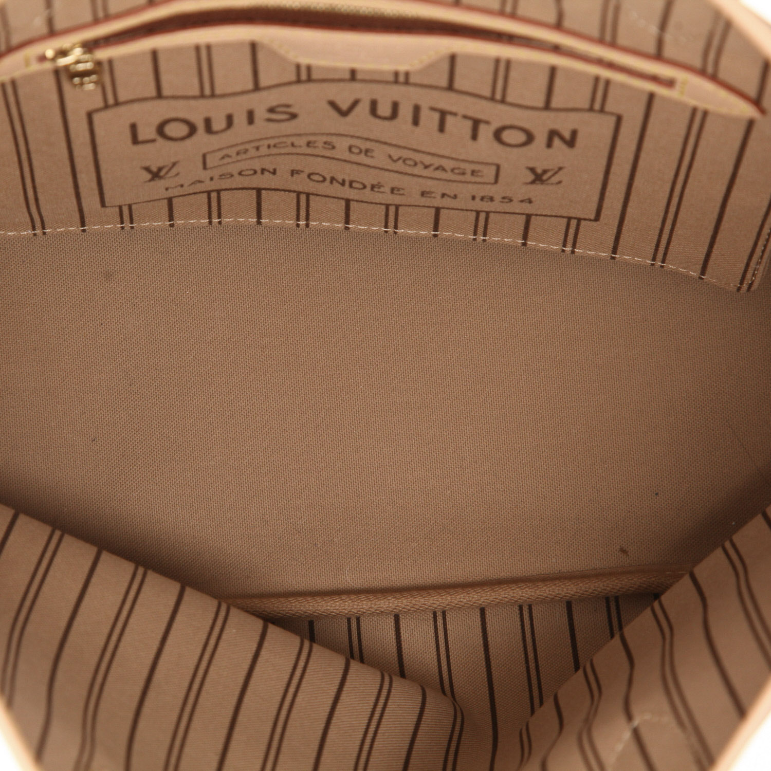 Bolso Cabás Louis Vuitton  Neverfull modelo pequeño  en lona Monogram marrón y cuero natural - Detail D3