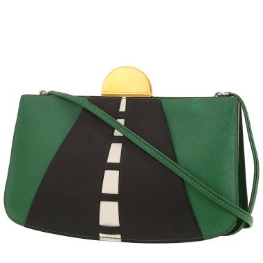 Borsa a tracolla Hermès  Sac A Malices in pelle Courchevel verde e nera