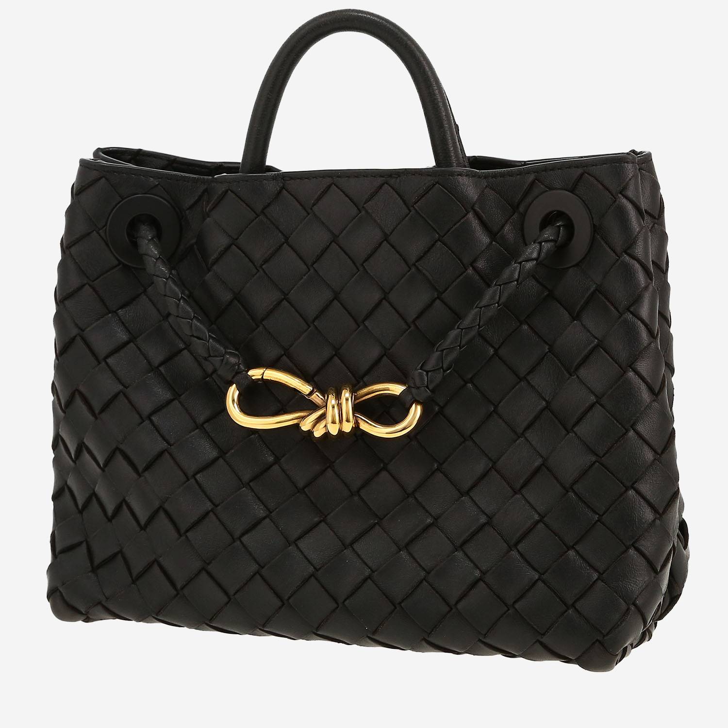 Bottega Veneta  Andiamo handbag  in black intrecciato leather