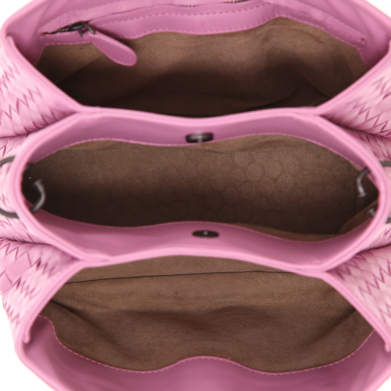 Bottega Veneta  Roma shoulder bag  in pink intrecciato leather - Detail D3