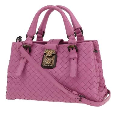 Borsa a tracolla Bottega Veneta  Roma in pelle intrecciata rosa