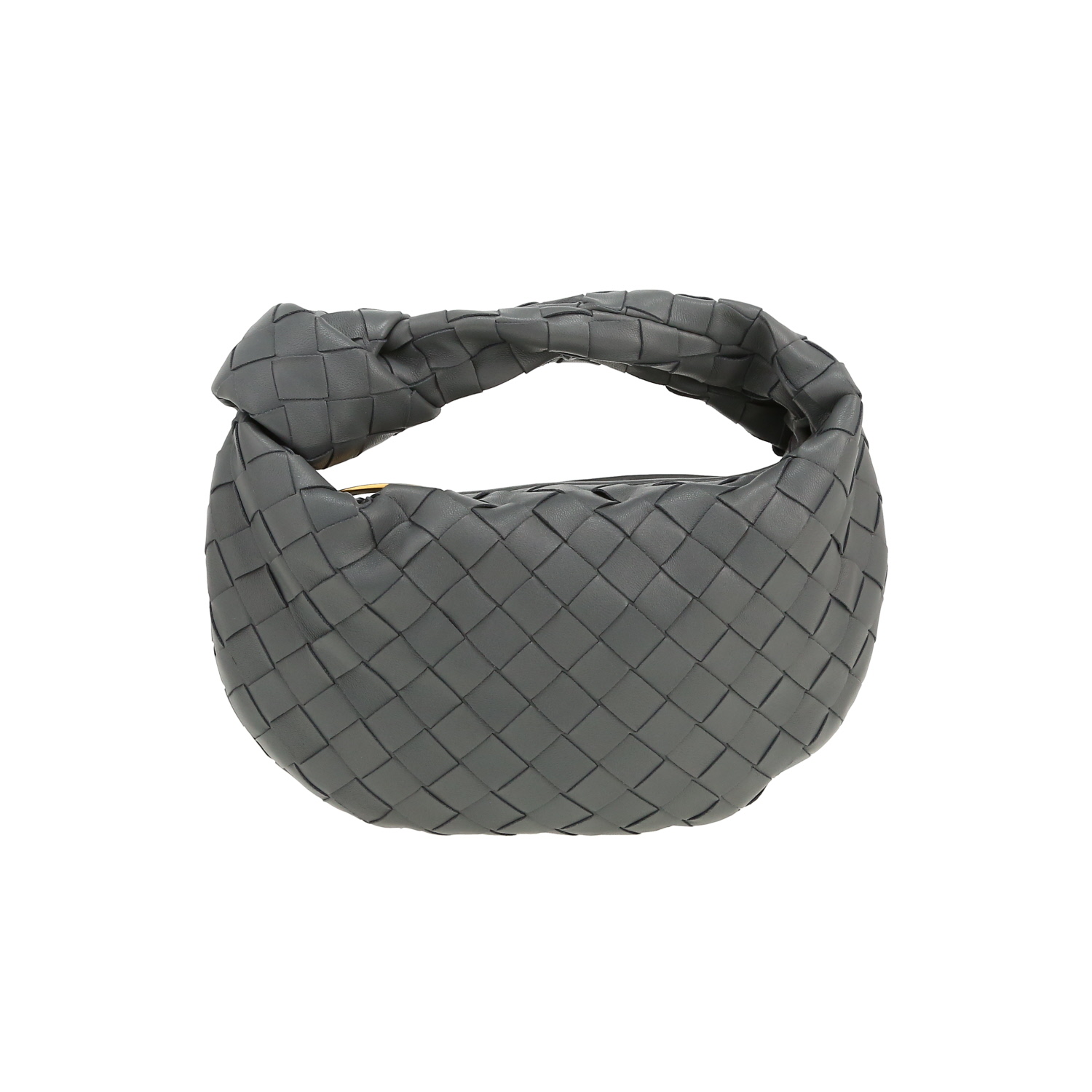 Borsa Bottega Veneta  Mini Jodie in pelle intrecciata grigia - Detail D4