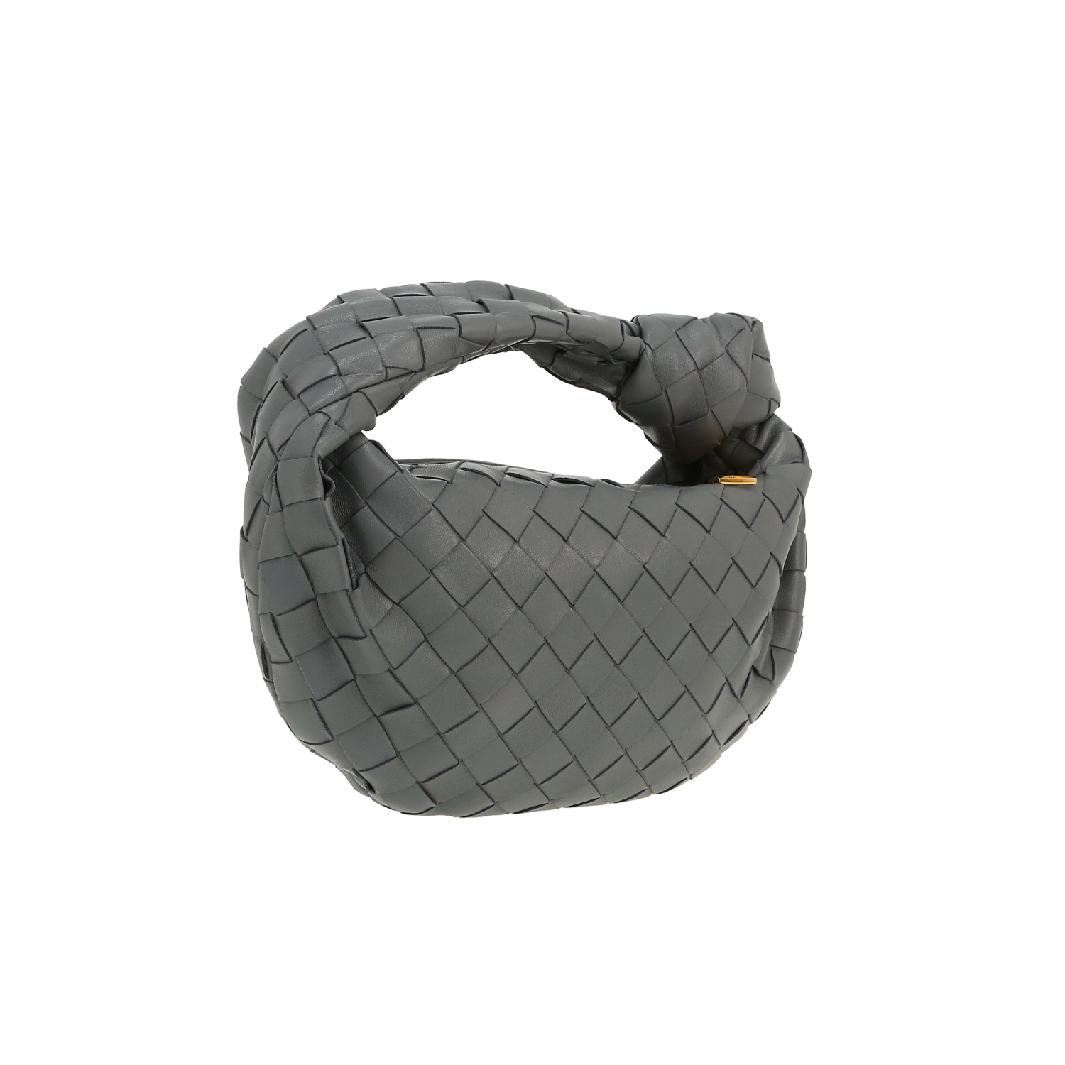 Bolso de mano Bottega Veneta  Mini Jodie en cuero intrecciato gris - Detail D8
