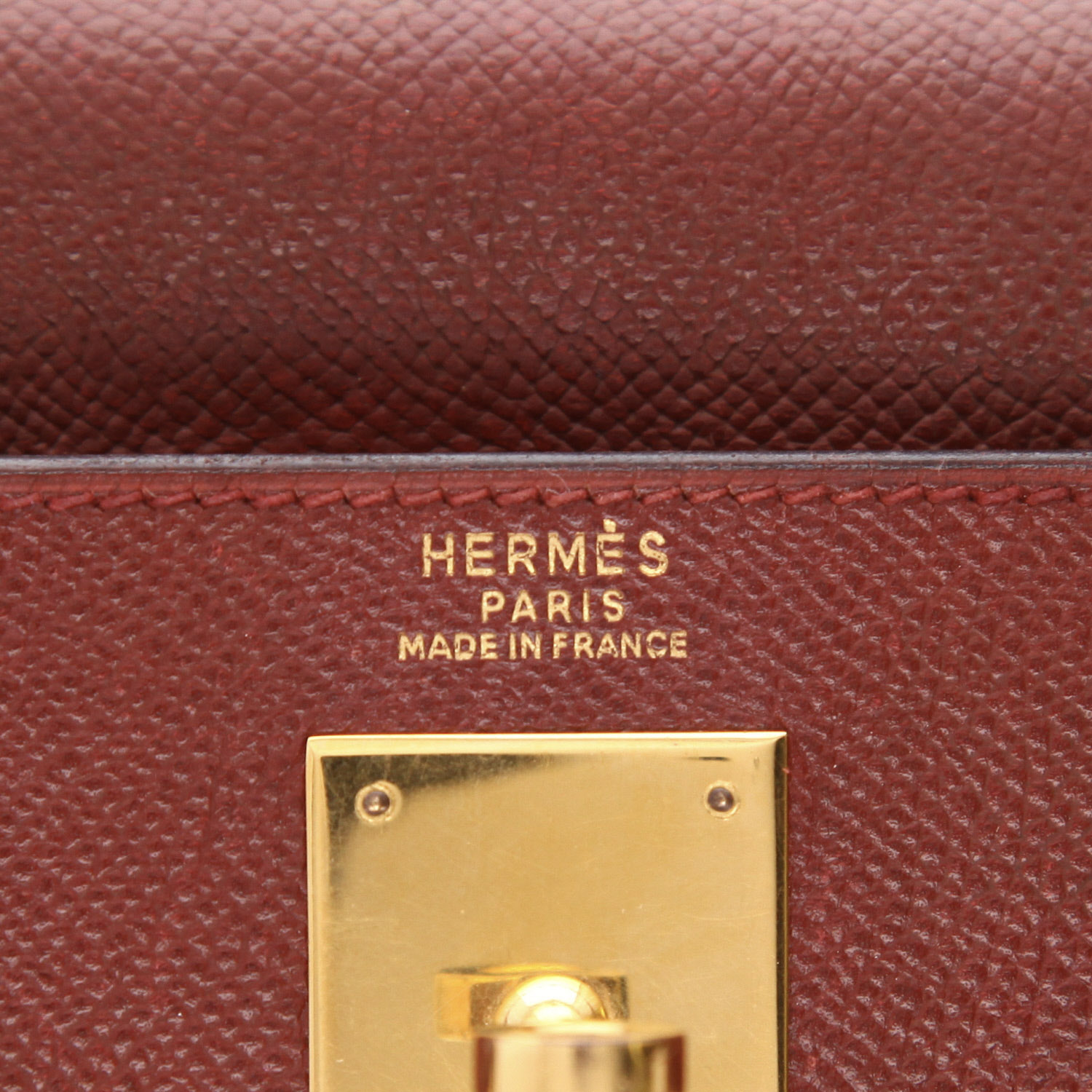 Bolso de mano Hermès  Kelly 32 cm en cuero Courchevel rojo H - Detail D2