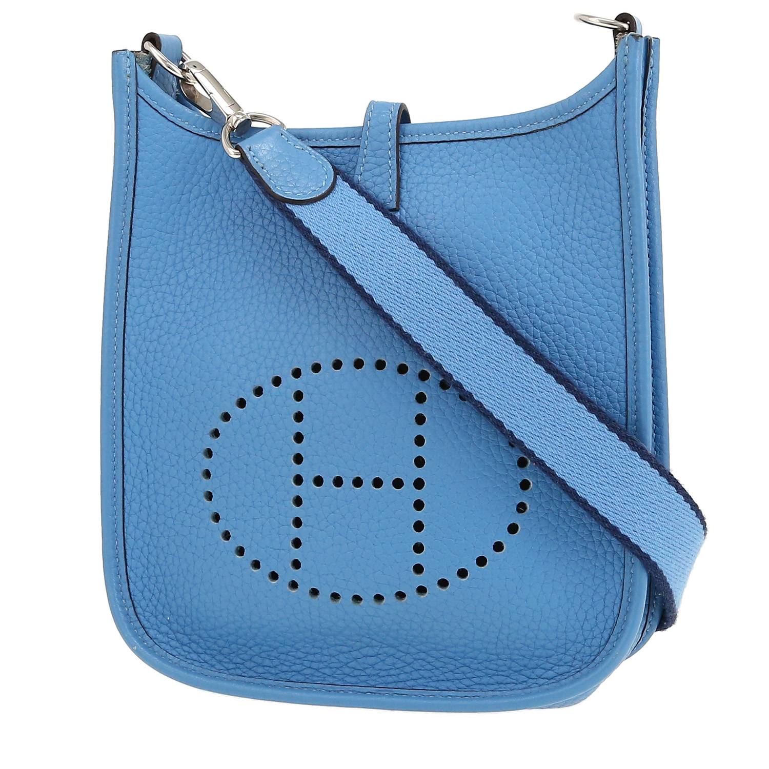Bolso bandolera Hermès  Mini Evelyne en cuero taurillon clémence Bleu Paradis