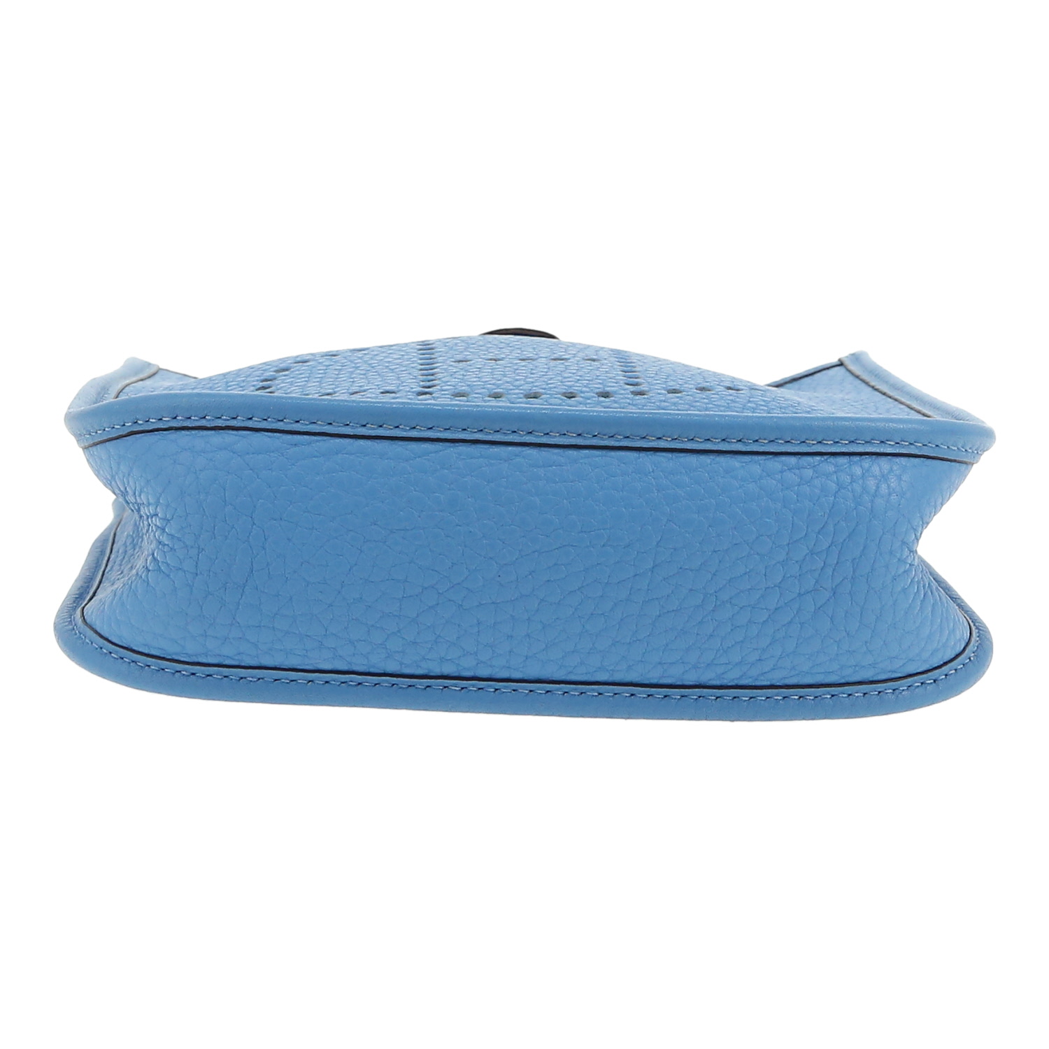 Bolso bandolera Hermès  Mini Evelyne en cuero taurillon clémence Bleu Paradis - Detail D1