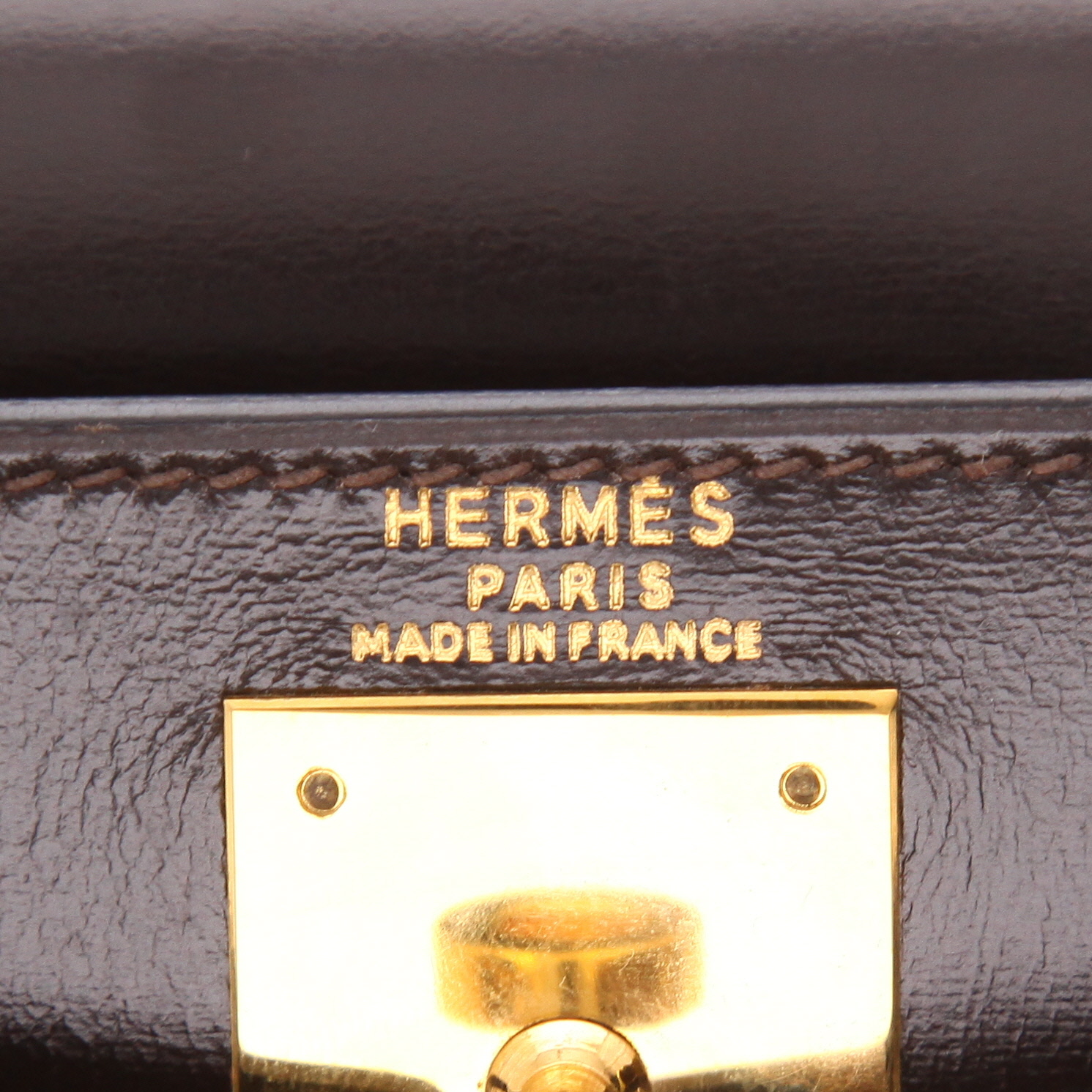 Borsa Hermès  Kelly 28 cm in pelle box marrone - Detail D2