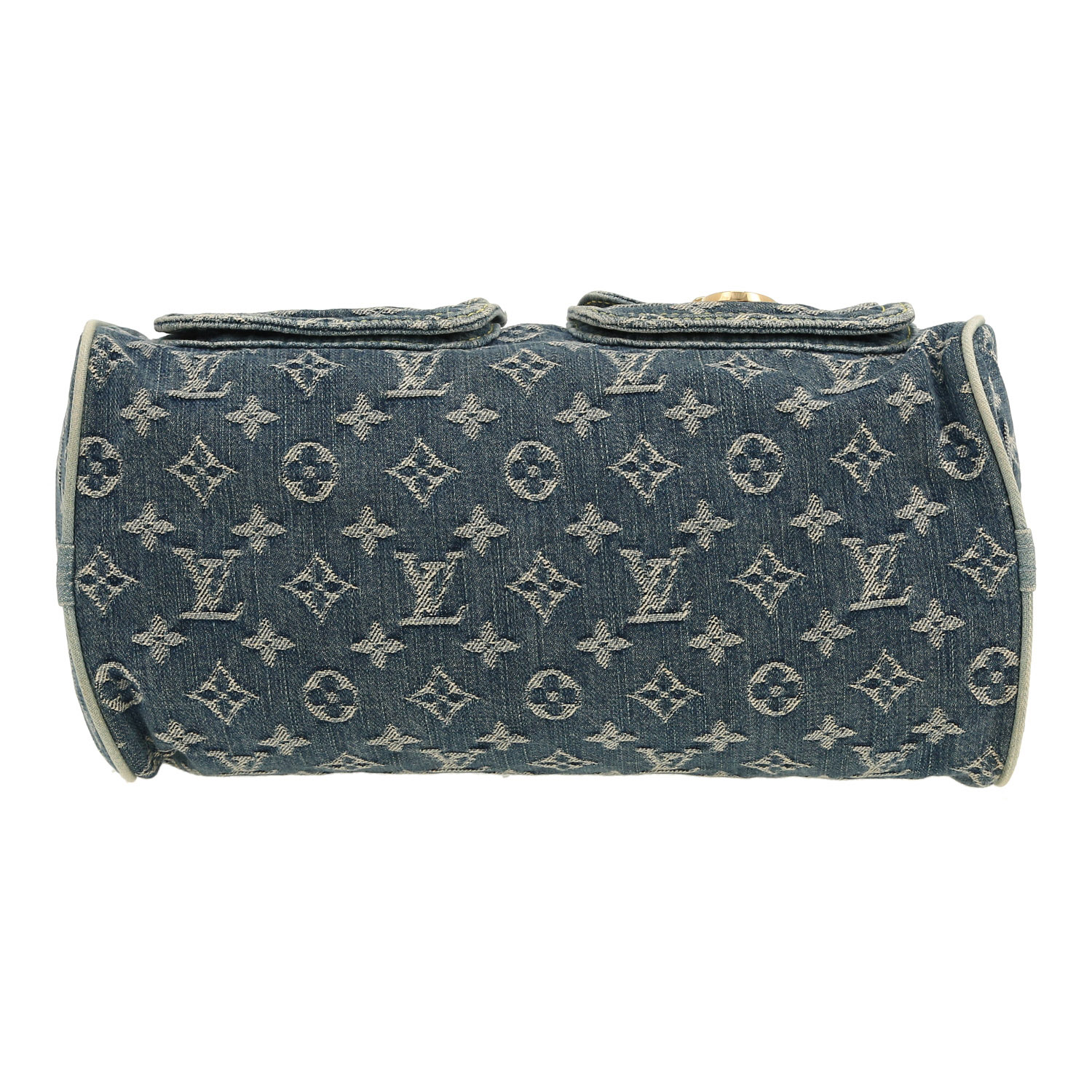 Louis Vuitton  Neo Speedy handbag  in blue monogram denim canvas  and natural leather - Detail D1