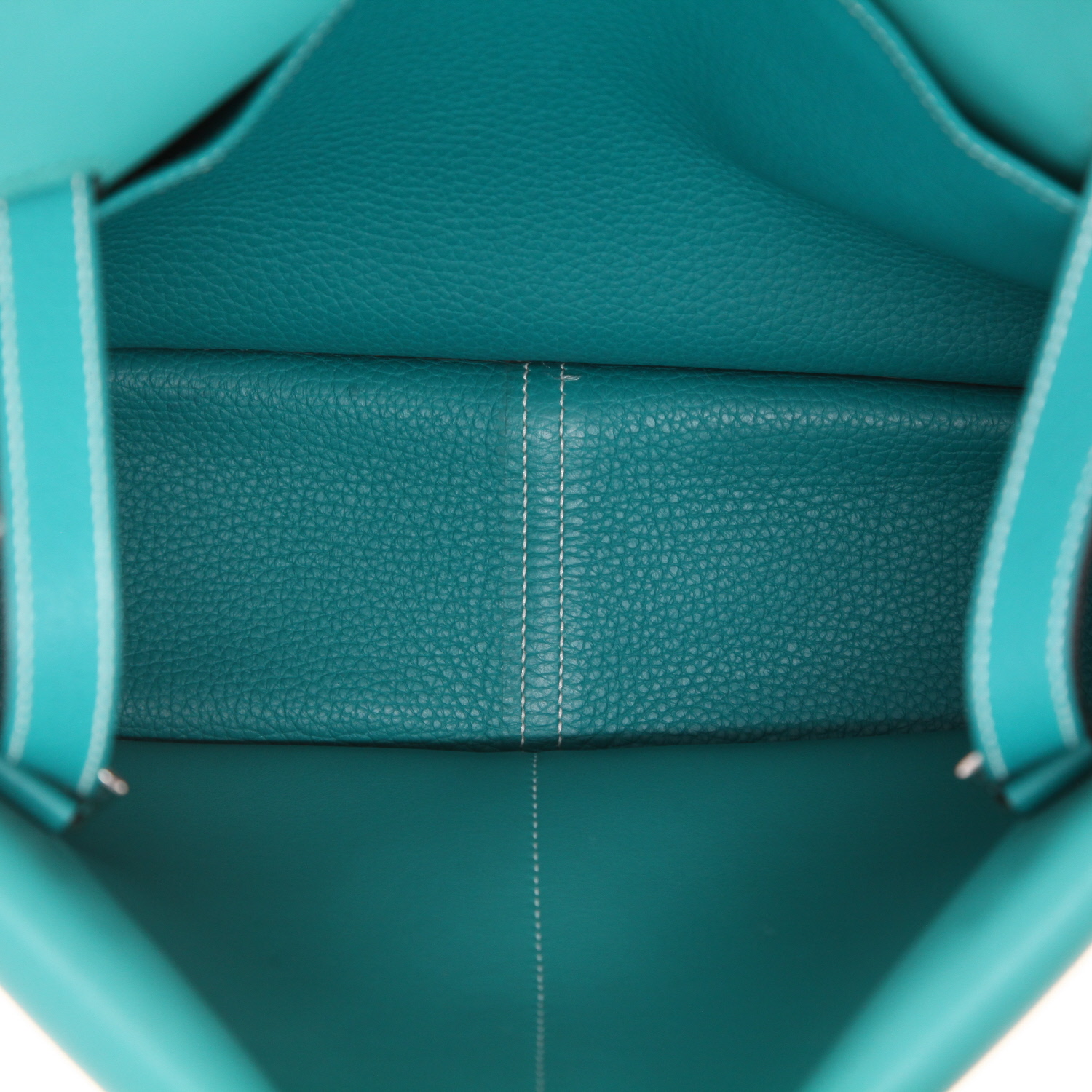 Sac bandoulière Hermès  Halzan en cuir togo bleu Lagon - Detail D3