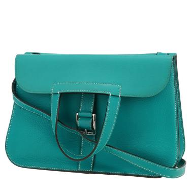 Borsa a tracolla Hermès  Halzan in pelle togo blu Lagon