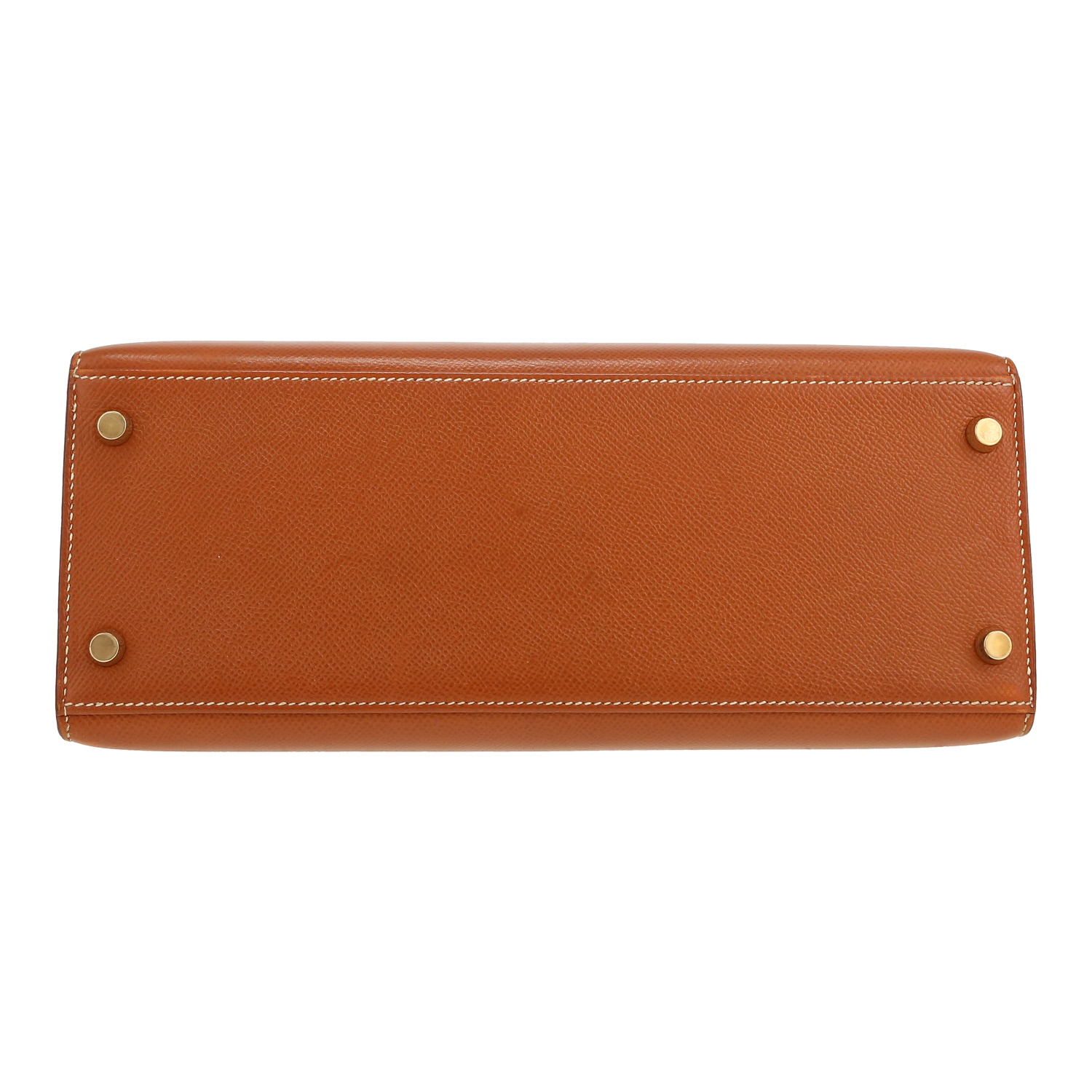 Sac à main Hermès  Kelly 28 cm en cuir Courchevel gold - Detail D1