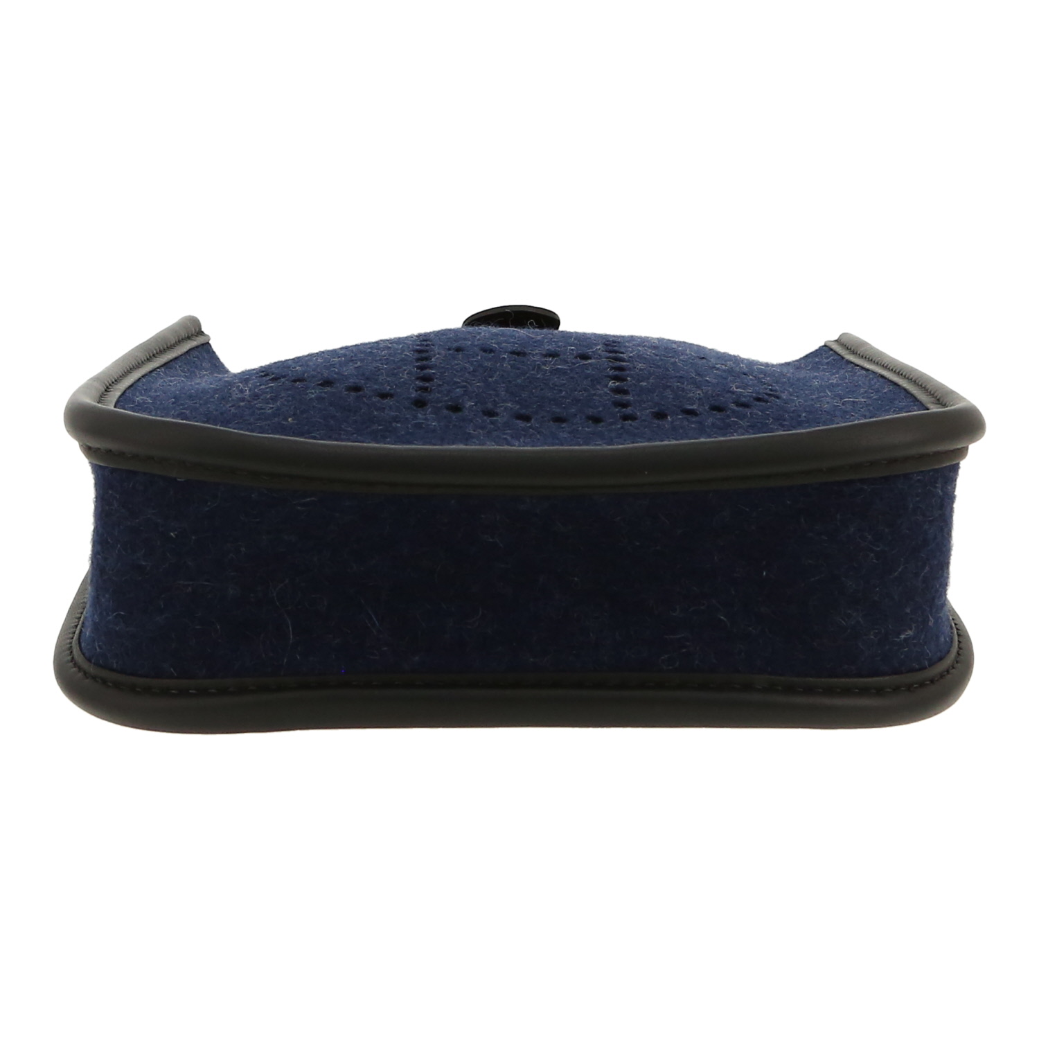 Bolso bandolera Hermès  Mini Evelyne en fieltro azul y cuero - Detail D1
