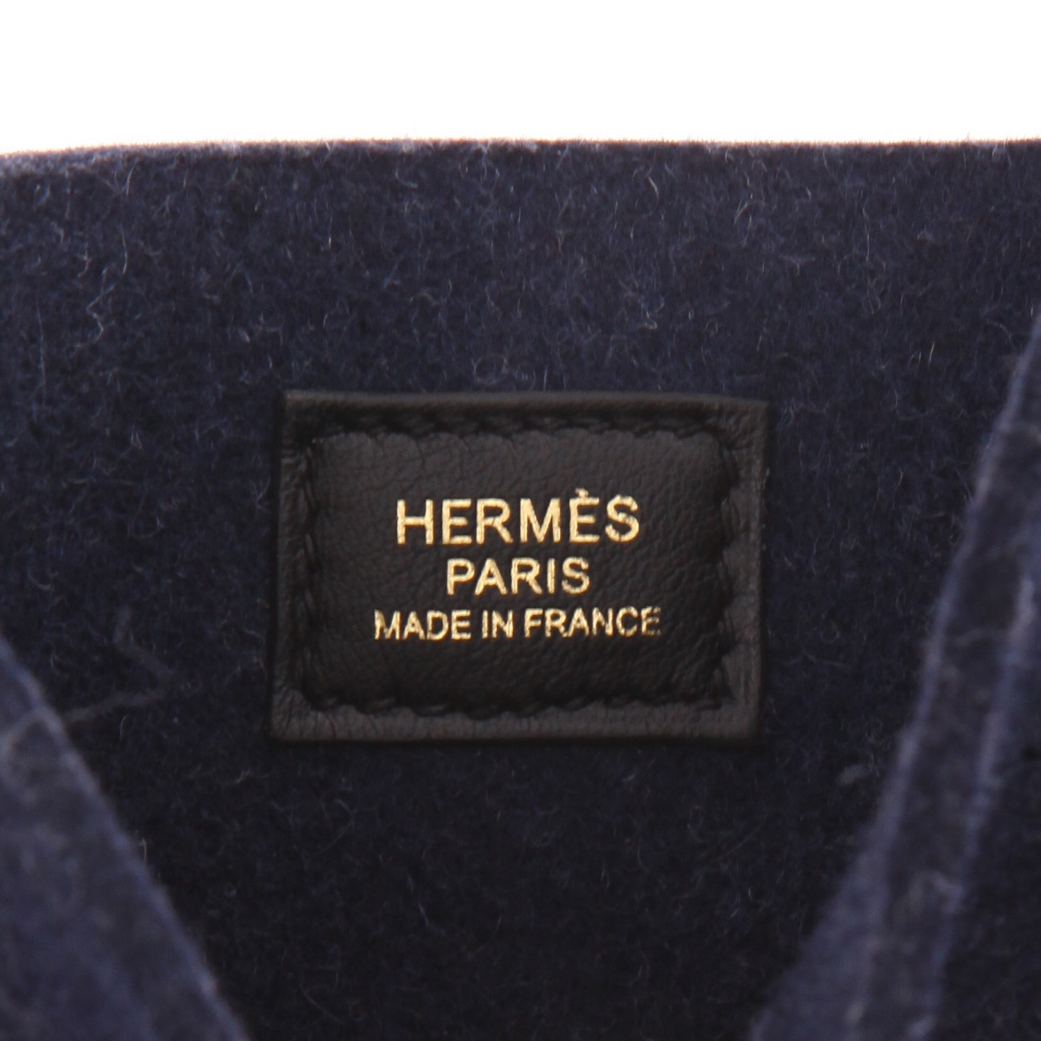 Bolso bandolera Hermès  Mini Evelyne en fieltro azul y cuero - Detail D2