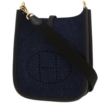 Sac bandoulière Hermès  Mini Evelyne en feutrine bleue et cuir