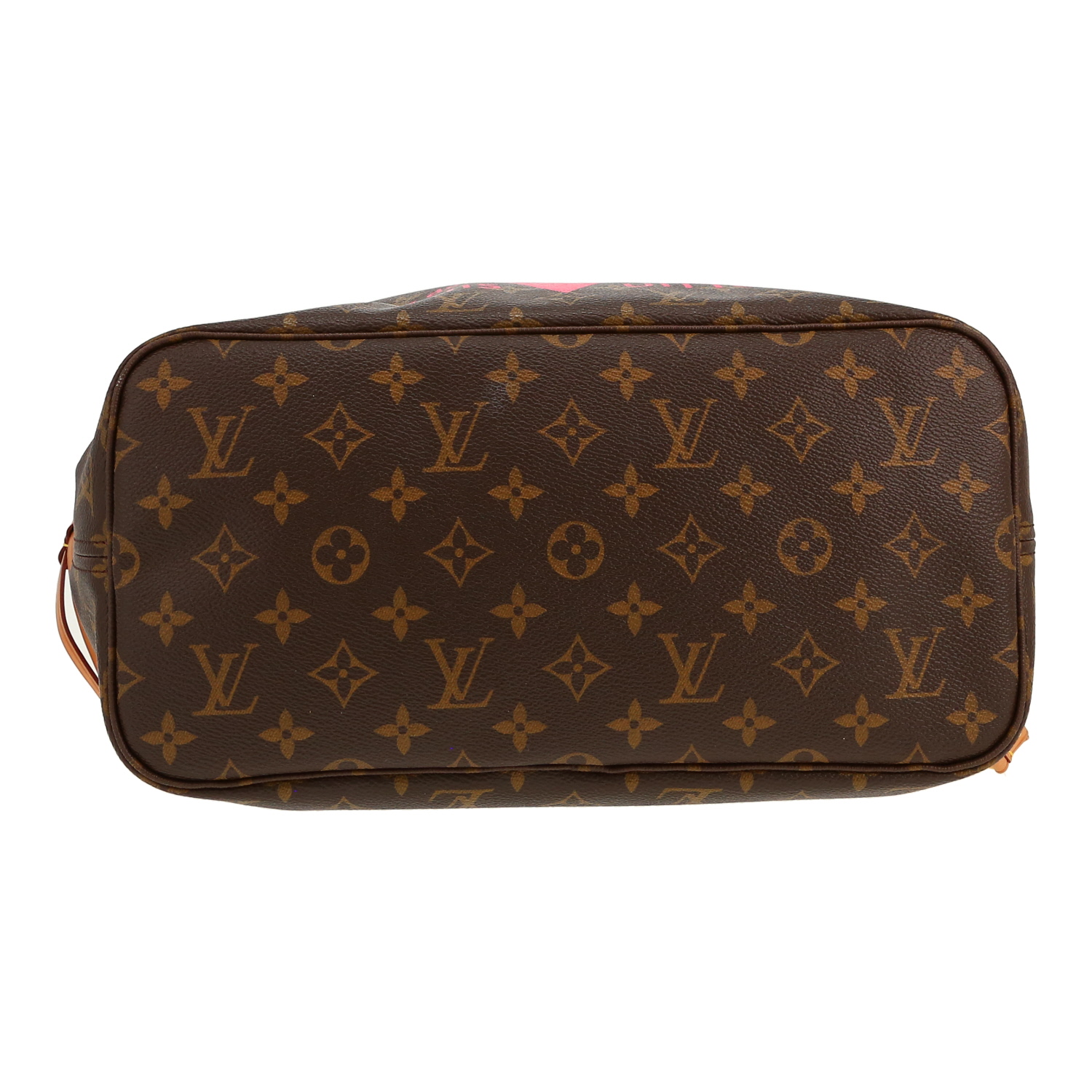 Bolso tipo cabas Louis Vuitton Neverfull de lona monograma marrón y piel natural - Detail D1