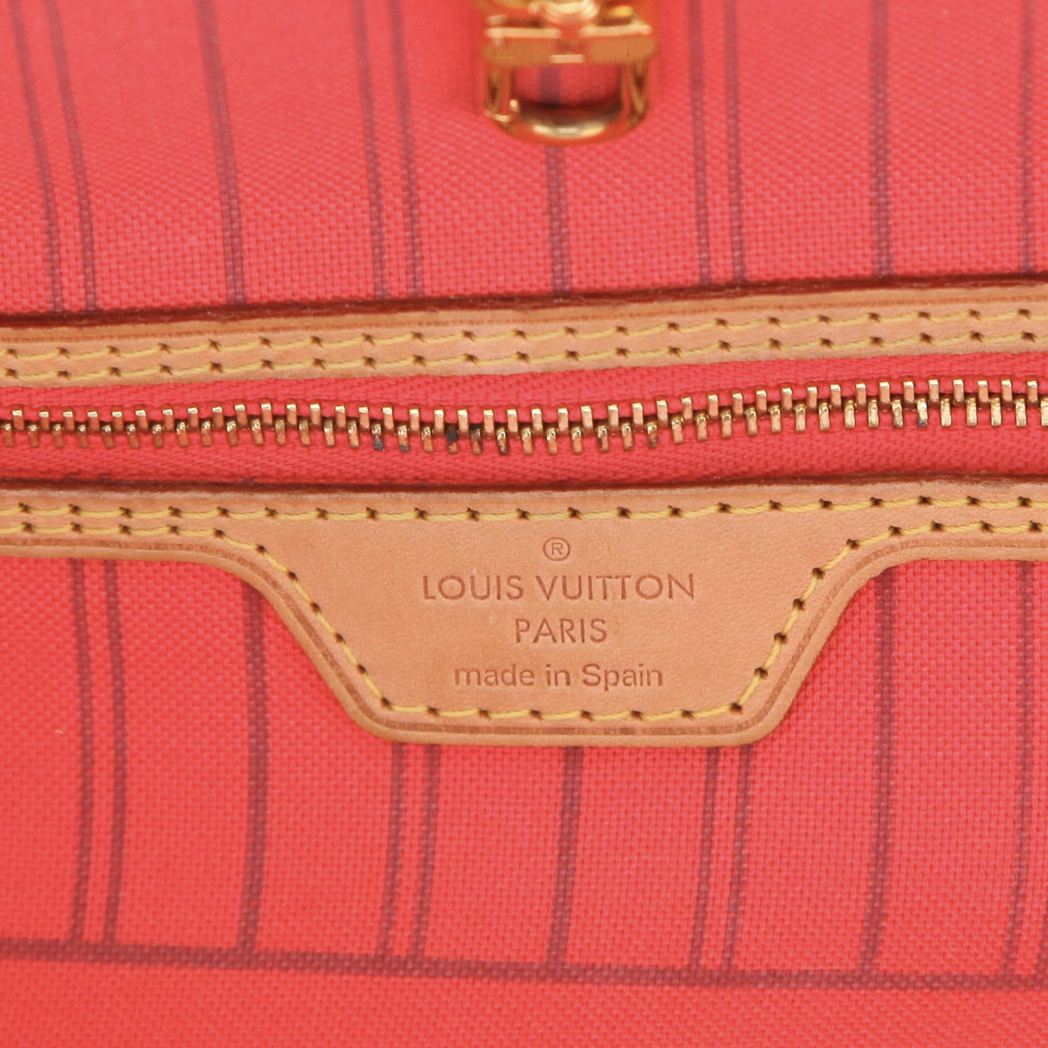 Louis Vuitton Neverfull tote bag in brown Monogram canvas and natural leather - Detail D2