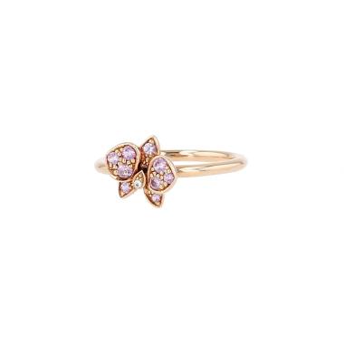 Anello Cartier Caresse d'Orchidées modello piccolo in oro rosa, zaffiri rosa e diamante