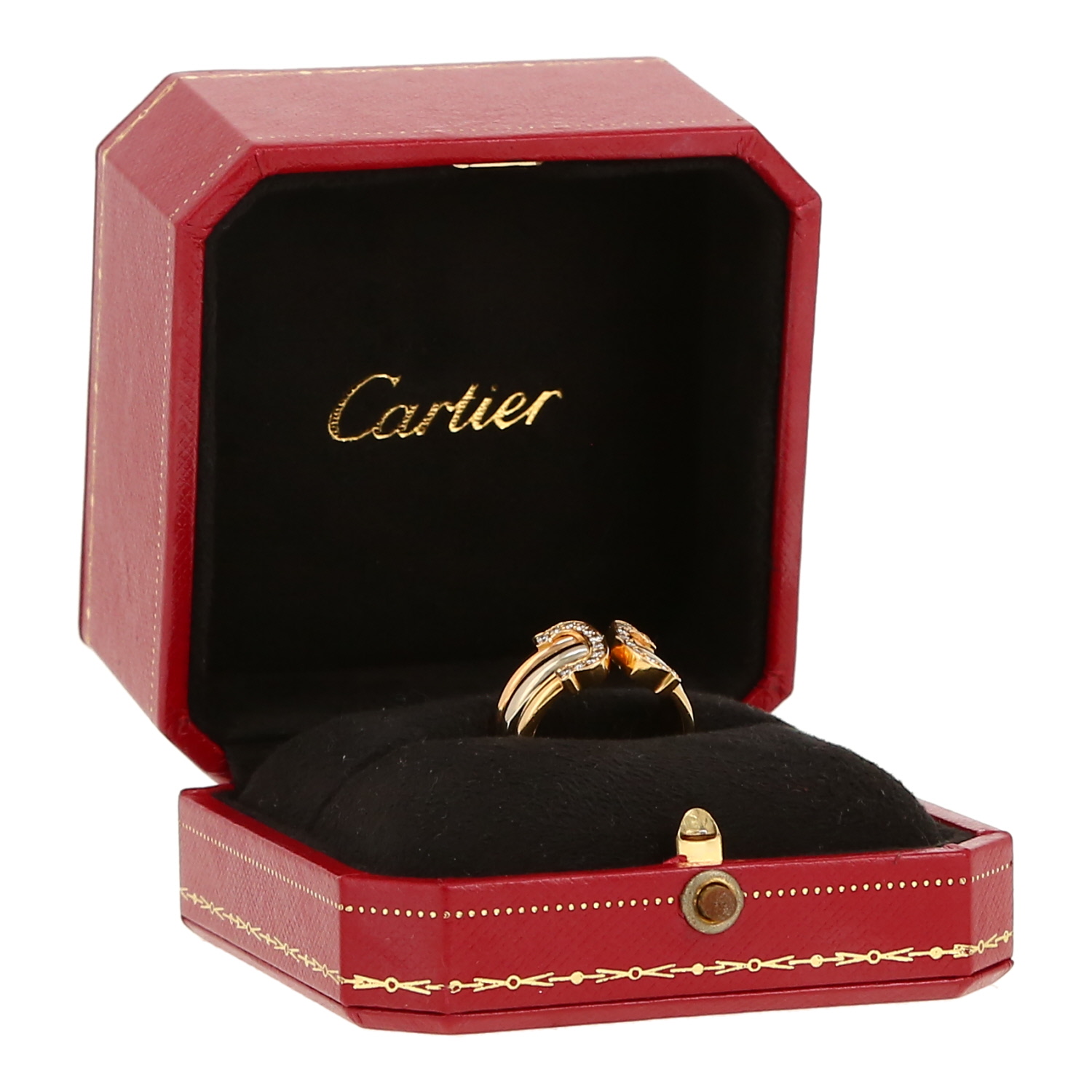 Anello aperto Cartier C de Cartier in 3 ori e diamanti - Detail D2