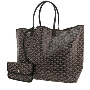Sac cabas Goyard  Saint-Louis en toile Goyardine noire et cuir noir