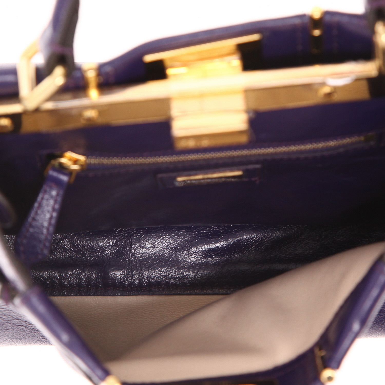 Sac à main Fendi  Peekaboo mini  en cuir glacé violet - Detail D3