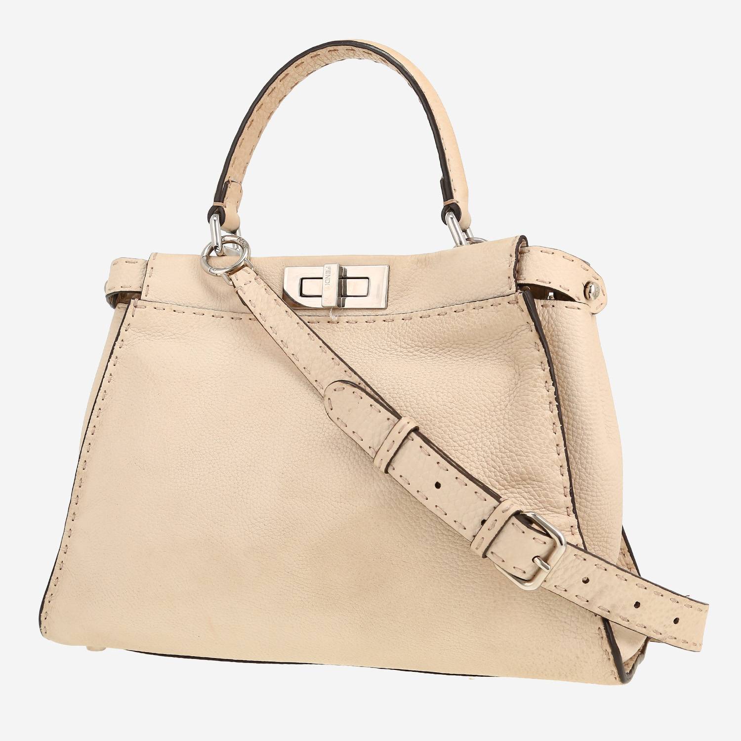 Fendi  Peekaboo handbag  in ecru grained leather
