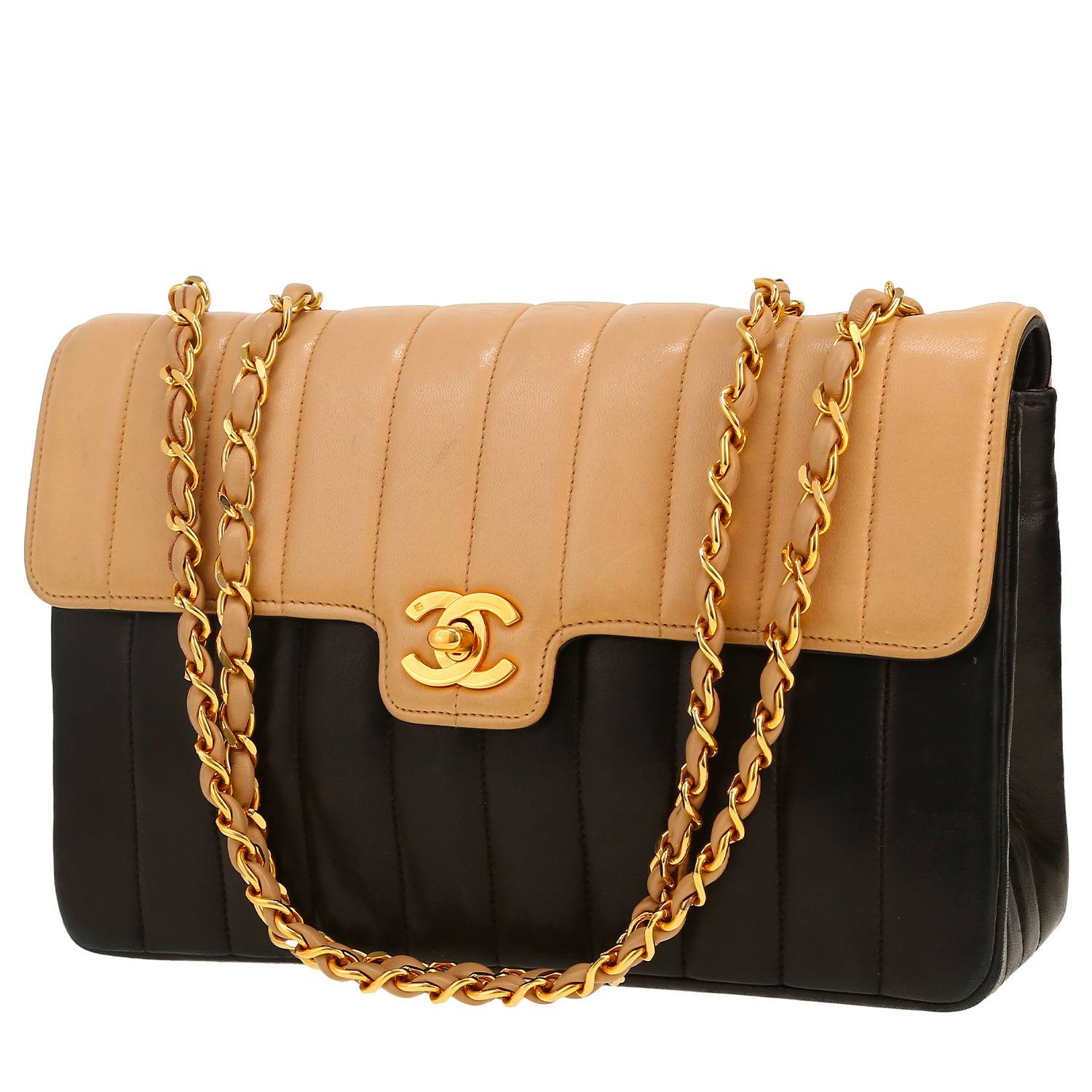 Bolso de mano Chanel   en cuero beige y negro