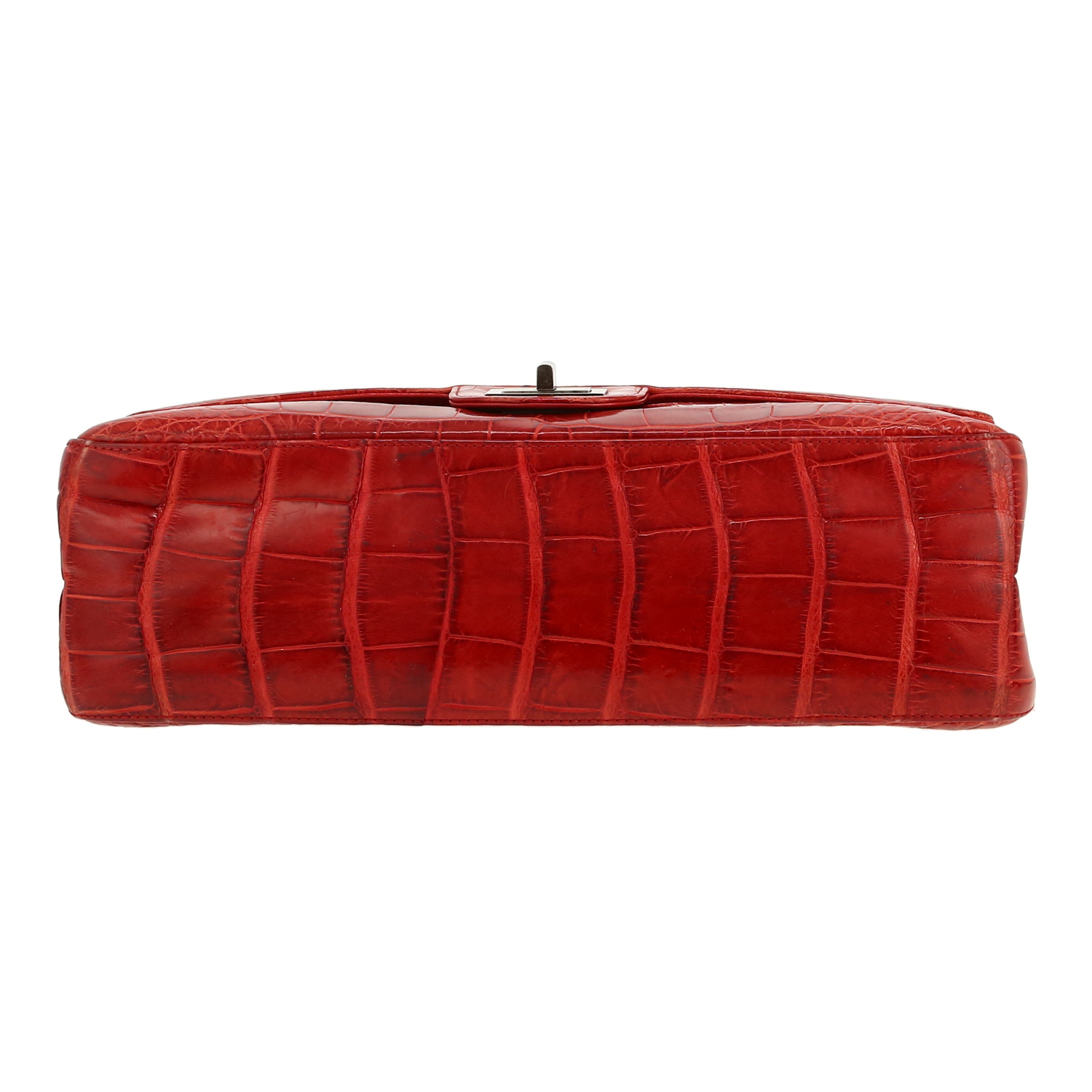 Bolso bandolera Chanel  2.55 en cocodrilo rojo - Detail D1