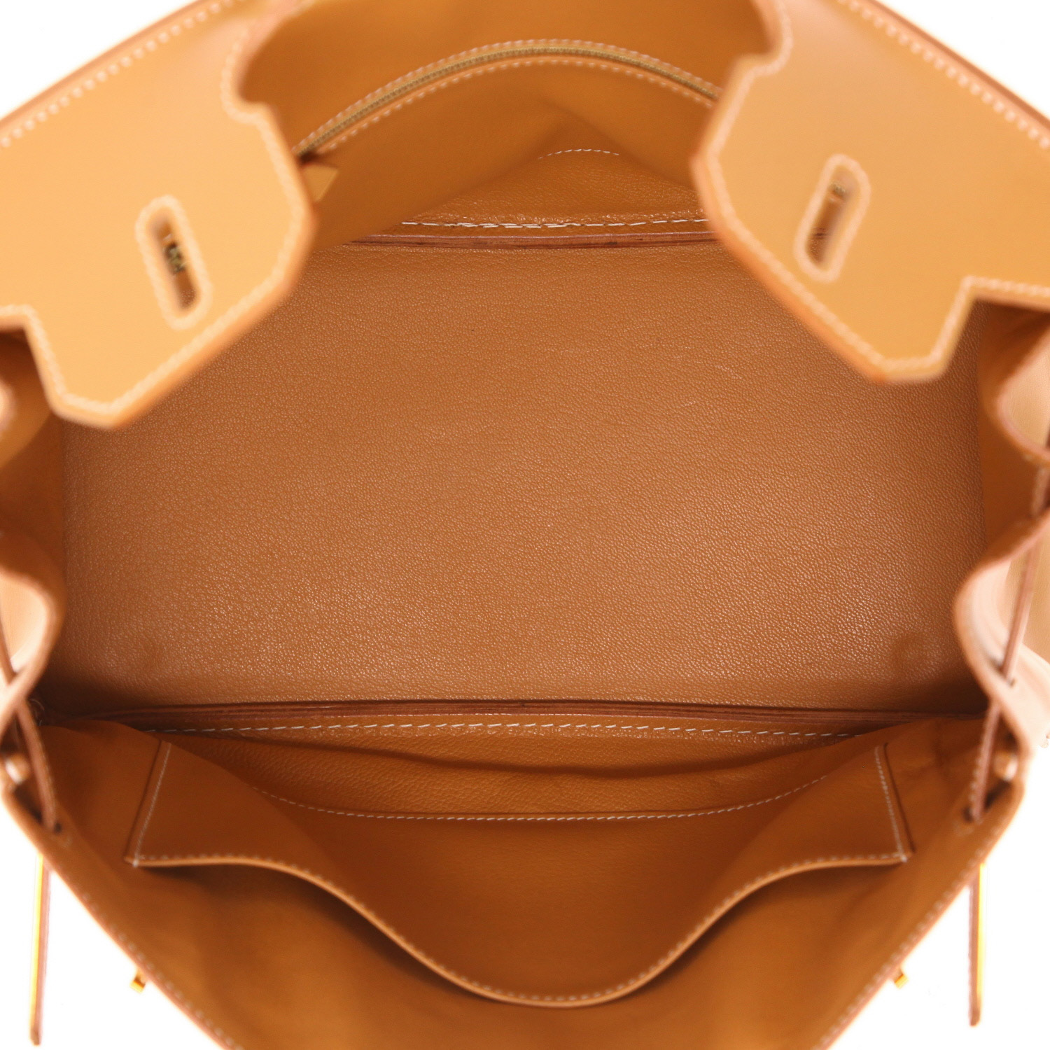 Bolso de mano Hermès  Birkin 30 cm en cuero Chamonix color oro - Detail D3