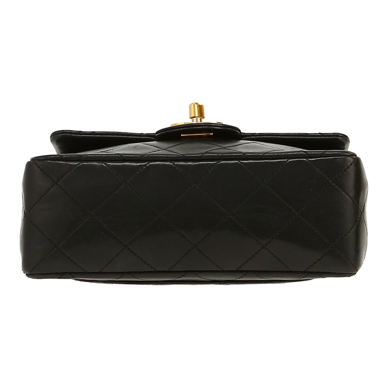 Bolso bandolera Chanel  Mini Carré en cuero acolchado negro - Detail D1