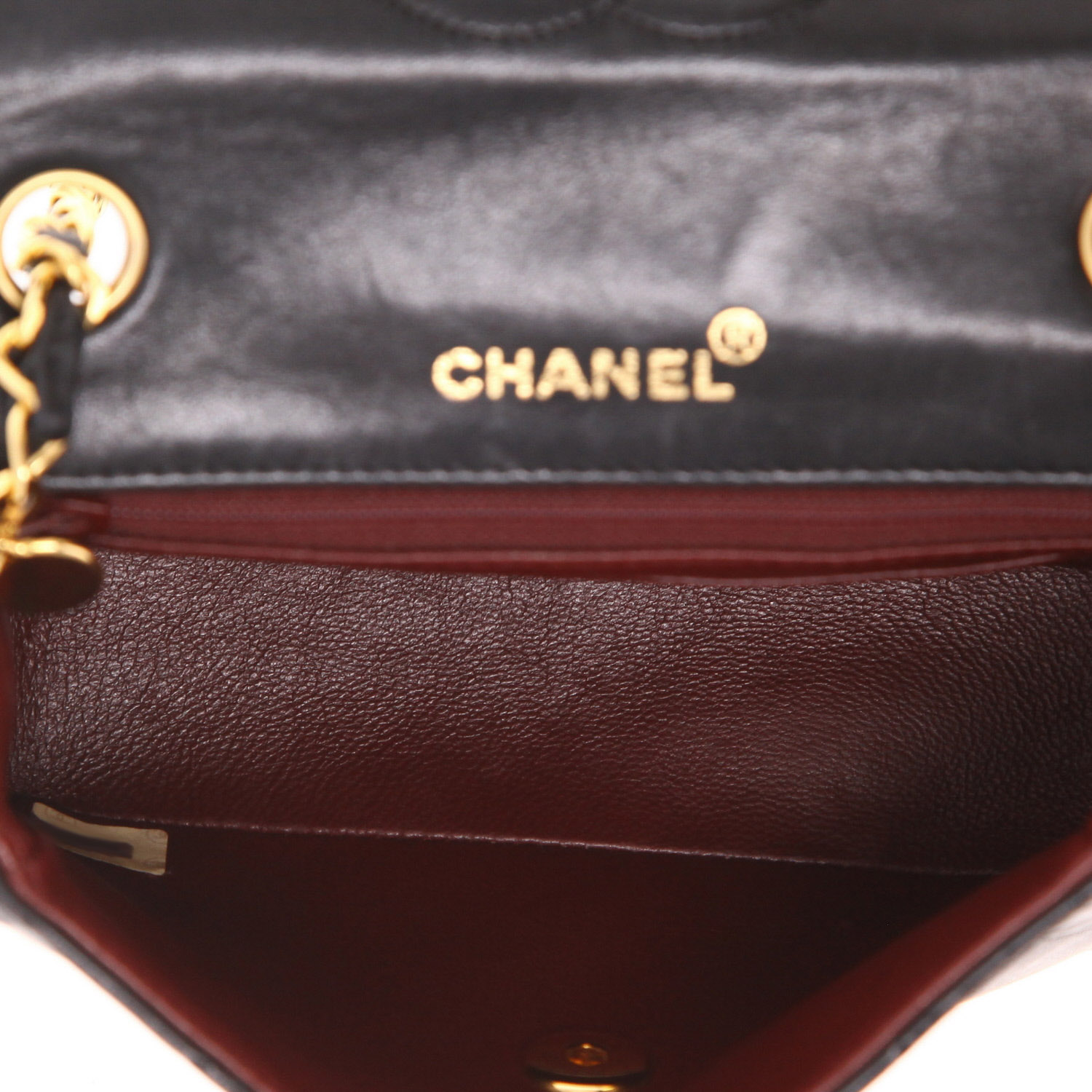 Borsa a tracolla Chanel  Mini Carré in pelle trapuntata nera - Detail D3