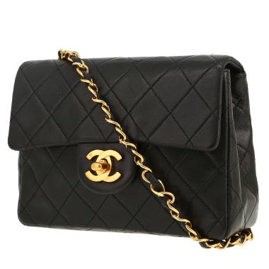 Chanel  Mini Carré shoulder bag  in black quilted leather