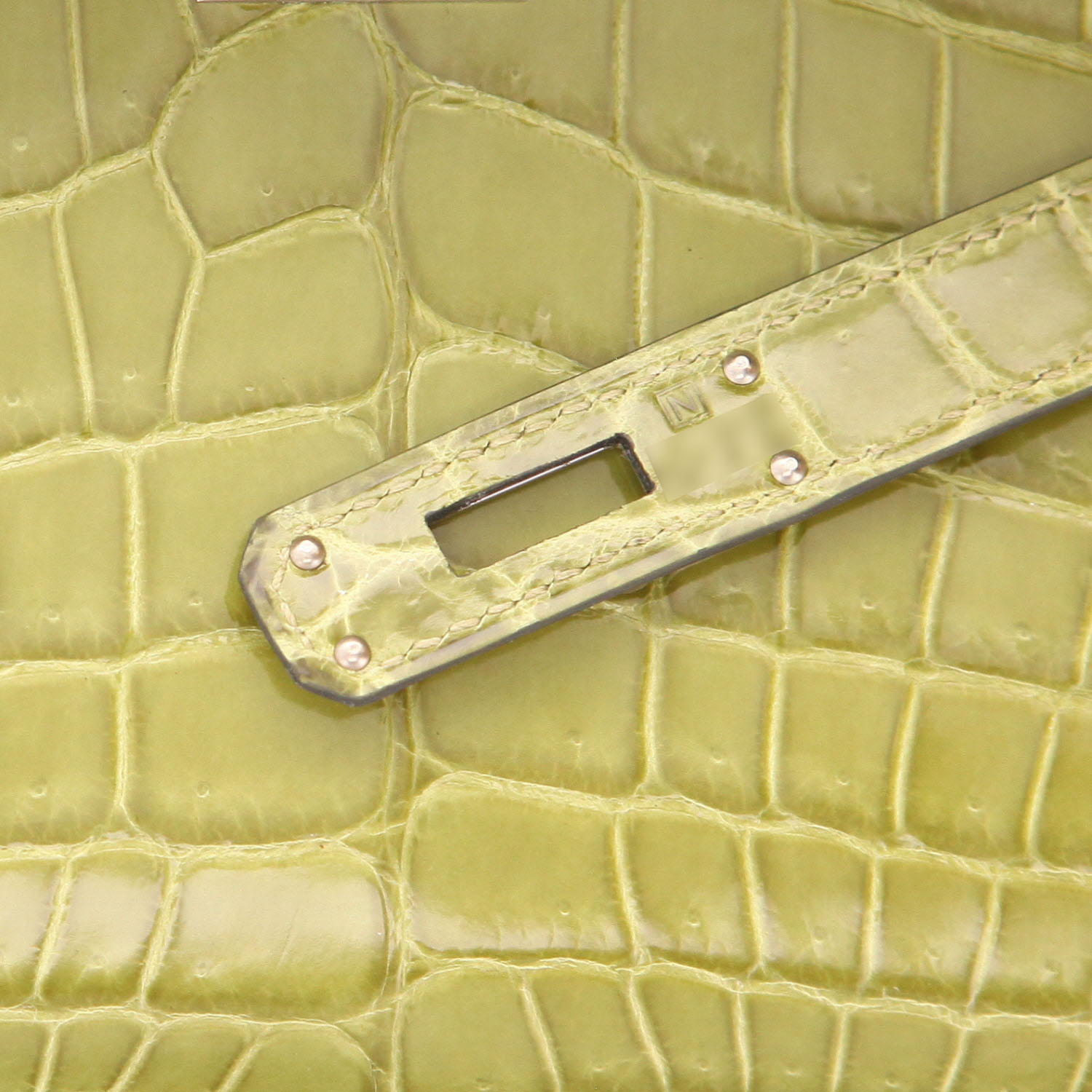 Pochette Hermès  Kelly Cut en crocodile niloticus vert Chartreuse - Detail D3
