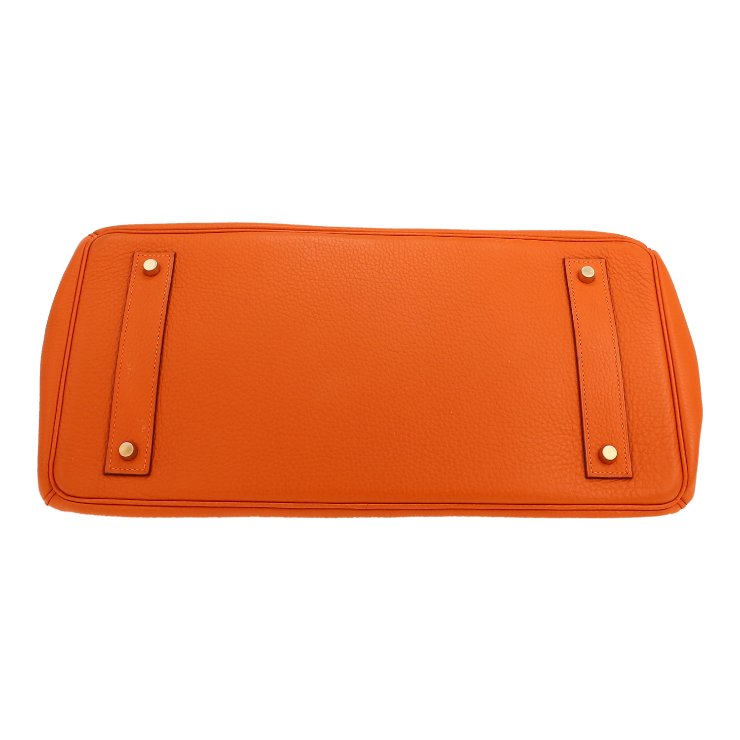 Hermès  Birkin Shoulder bag worn on the shoulder or carried in the hand  in orange togo leather - Detail D1