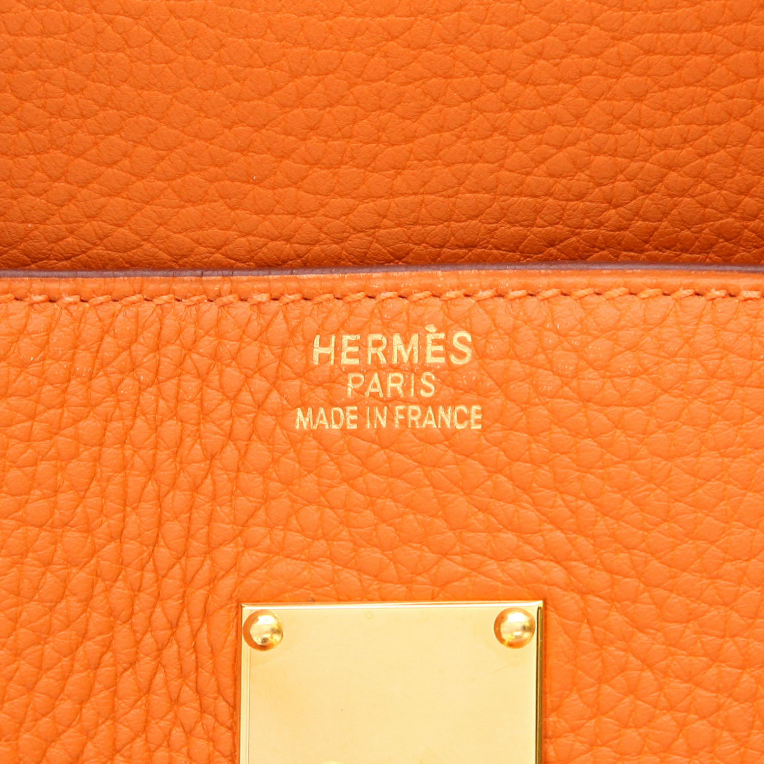 Sac porté épaule ou main Hermès  Birkin Shoulder en cuir togo orange - Detail D2