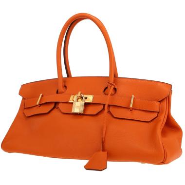 Borsa da spalla o a mano Hermès  Birkin Shoulder in pelle togo arancione