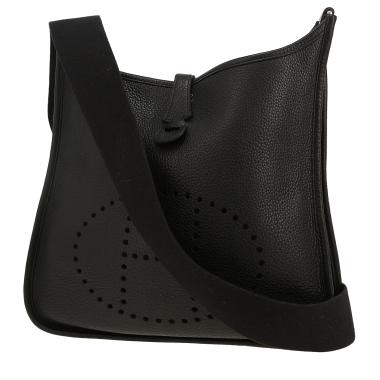 Sac bandoulière Hermès  Evelyne en cuir taurillon clémence noir