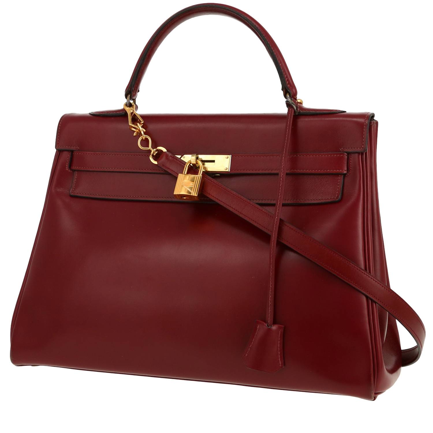 Sac à main Hermès  Kelly 32 cm en cuir box bordeaux