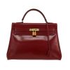 Hermès  Kelly 32 cm handbag  in burgundy box leather - 360 thumbnail