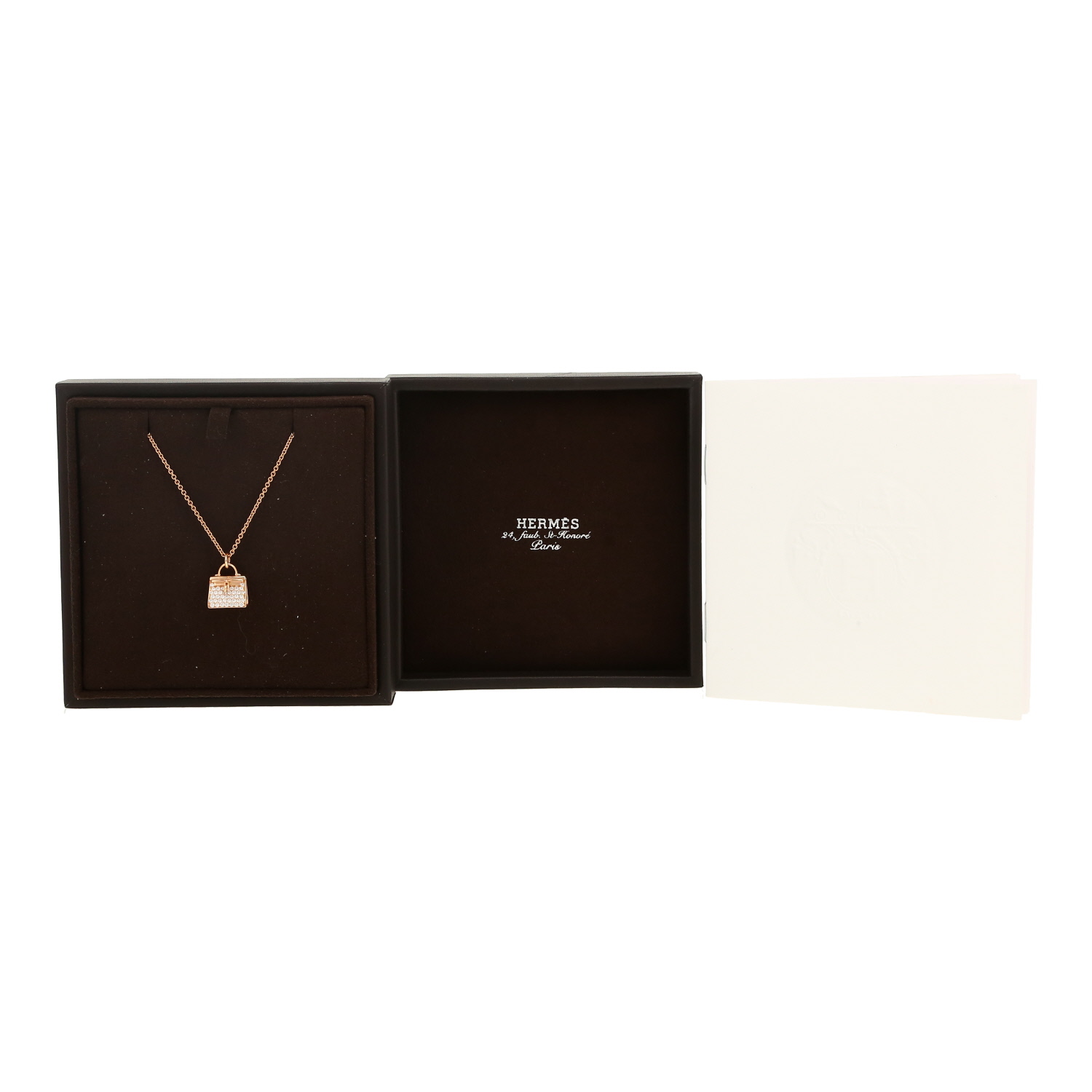 Hermès Amulettes Kelly necklace in pink gold and diamonds - Detail D2