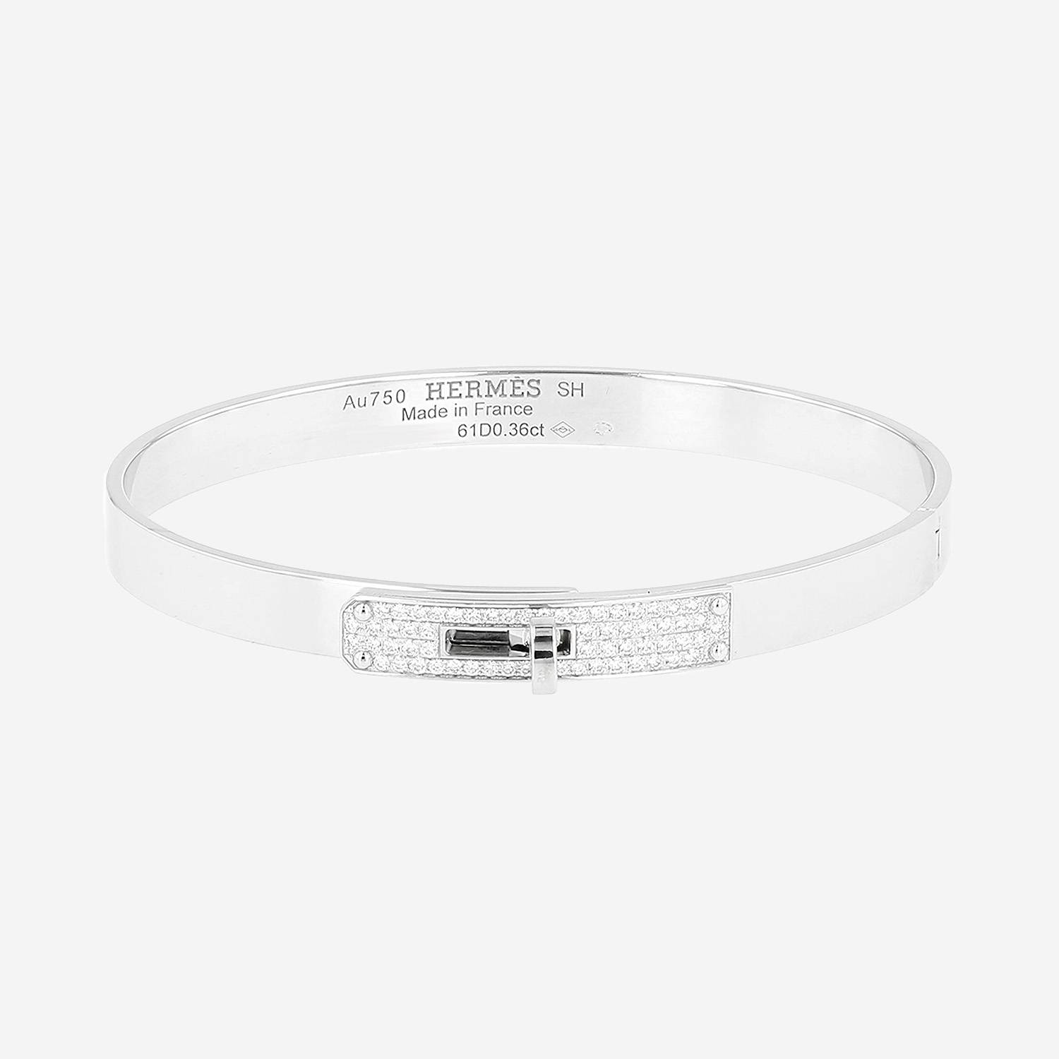 Bracelet Hermès Kelly petit modèle en or blanc et diamants