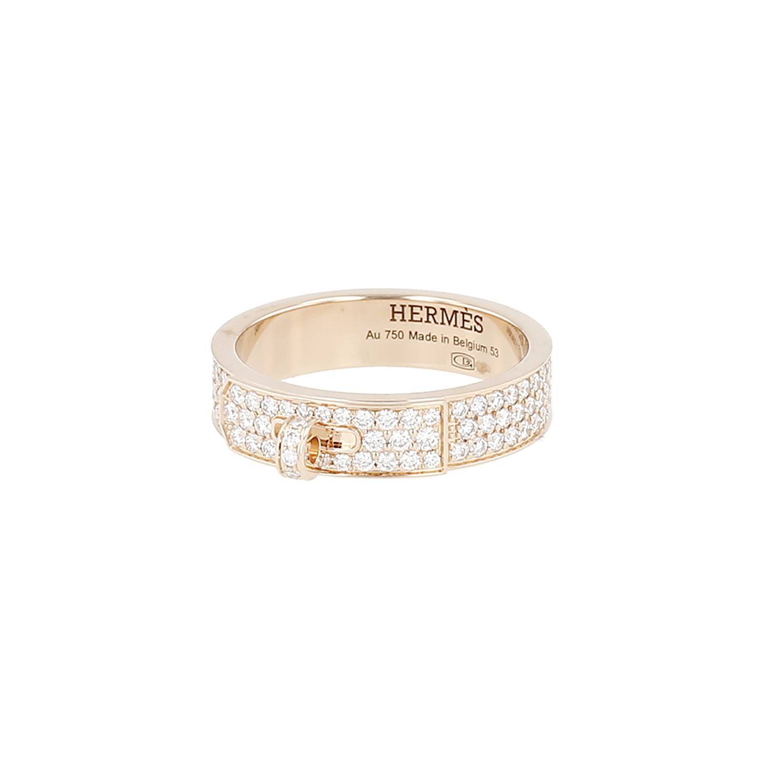 Bague Hermès Kelly or rose diamants occasion Bague Hermès Kelly or rose diamants occasion