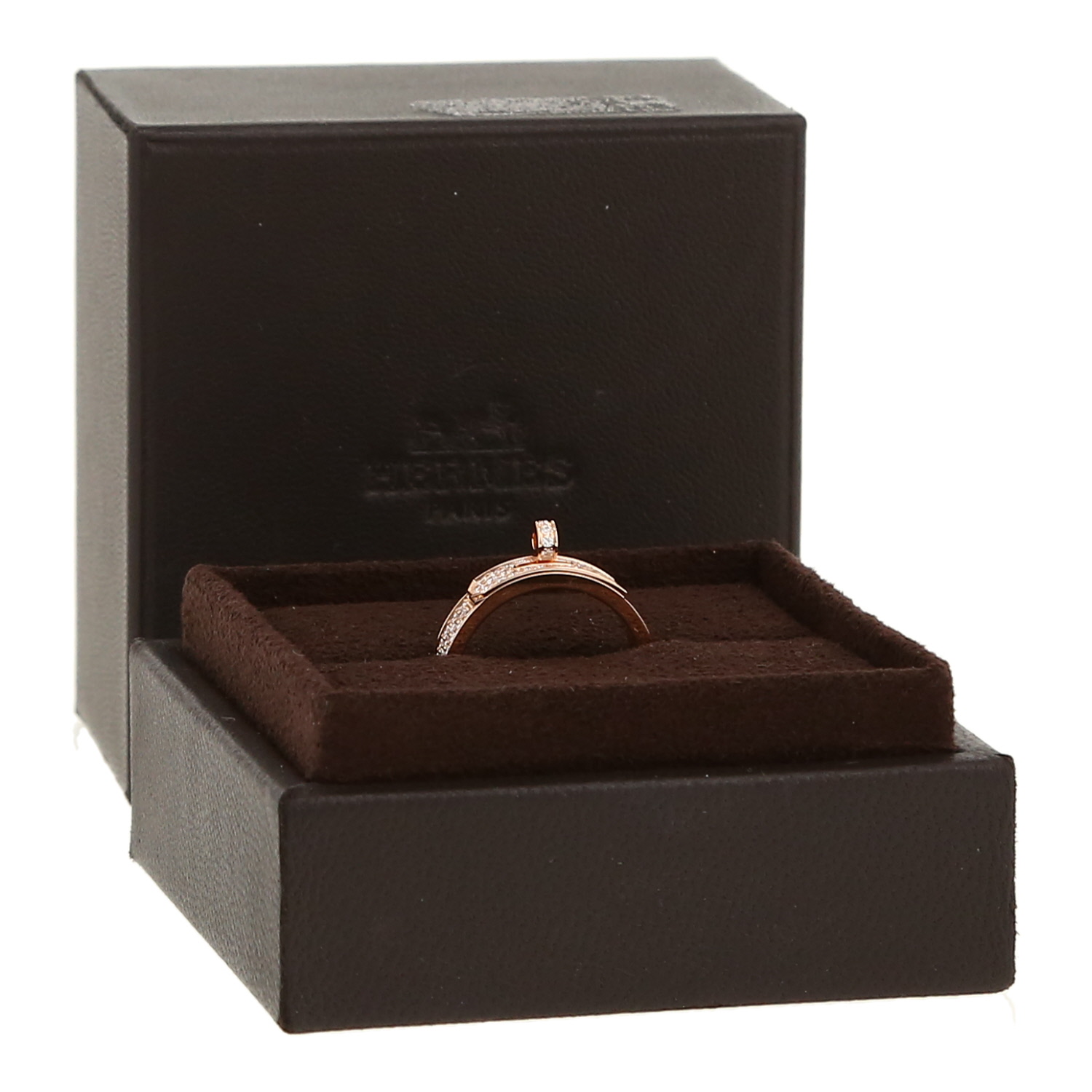 Sortija Hermès Kelly de oro rosa y diamantes - Detail D2