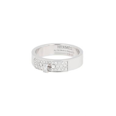 Anello Hermès Kelly in oro bianco e diamanti